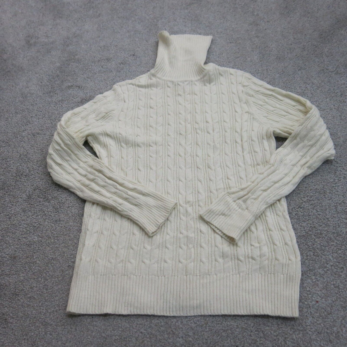 St Johns Bay Womens Pullover Sweater High Neck Long Sleeves Ivory Size Large