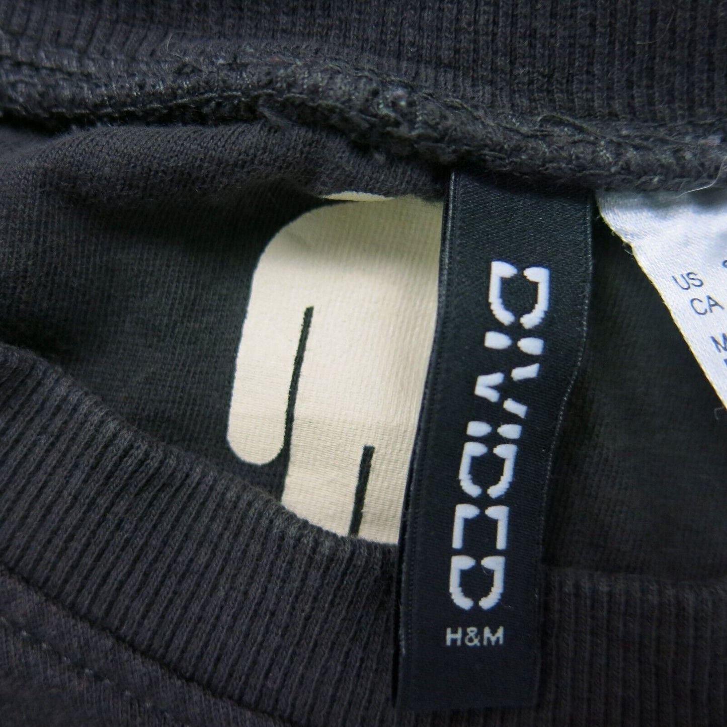 H&M Mens Sweatshirt Graphic Long Sleeves Crew Neck Pullover Black Size Small