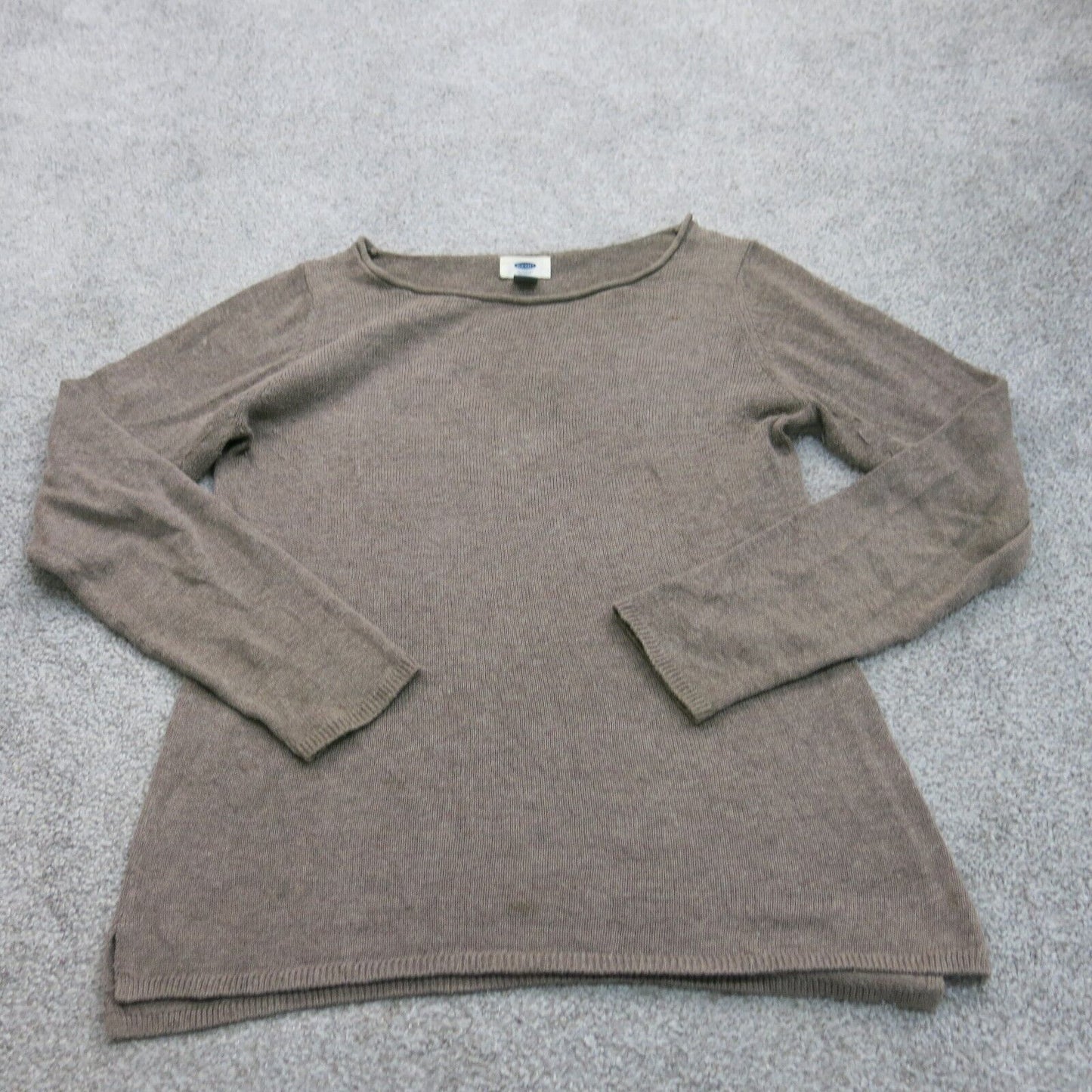 Old Navy Womens Knitted Sweater Long Sleeves Boat Neck Light Brown Size Medium