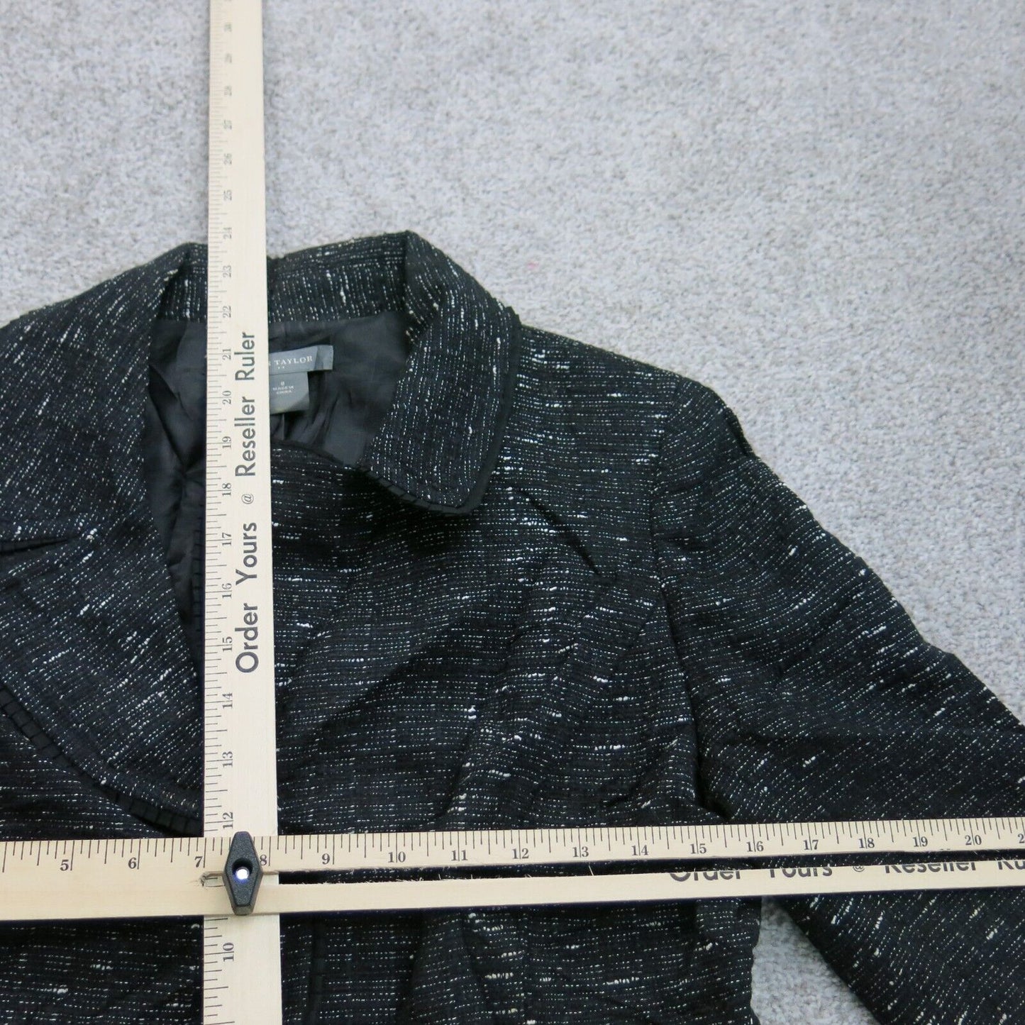 Ann Taylor Womens Blazer Coat Long Sleeve Single Breasted Pocket Black Size 8