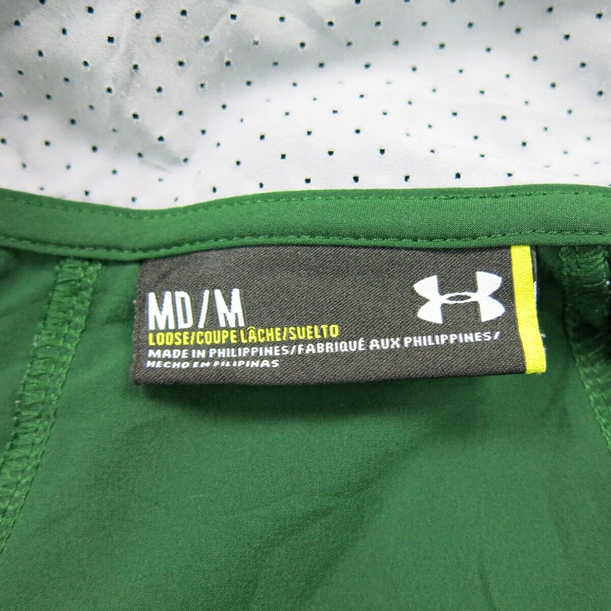 Under Armour Mens Sweater Jacket Full Zip Loose Fit Mock Neck Logo Green Medium