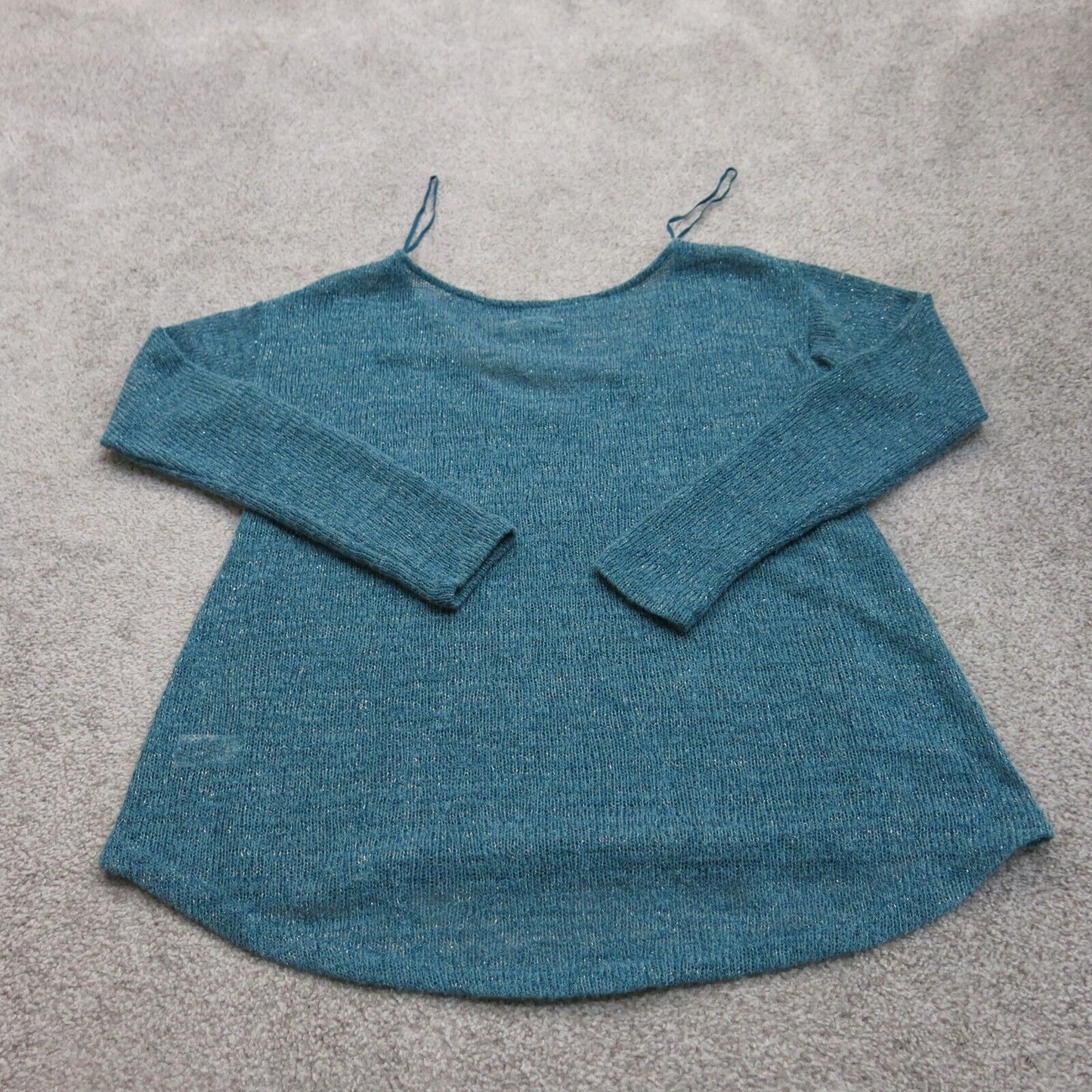 Aeropostale Womens Knitted Sweater V Neck Long Sleeves Teal Blue Size Medium