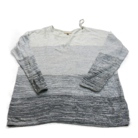 Banana Republic Womens Pullover Knitted Sweater Crew Neck White Gray Size Large