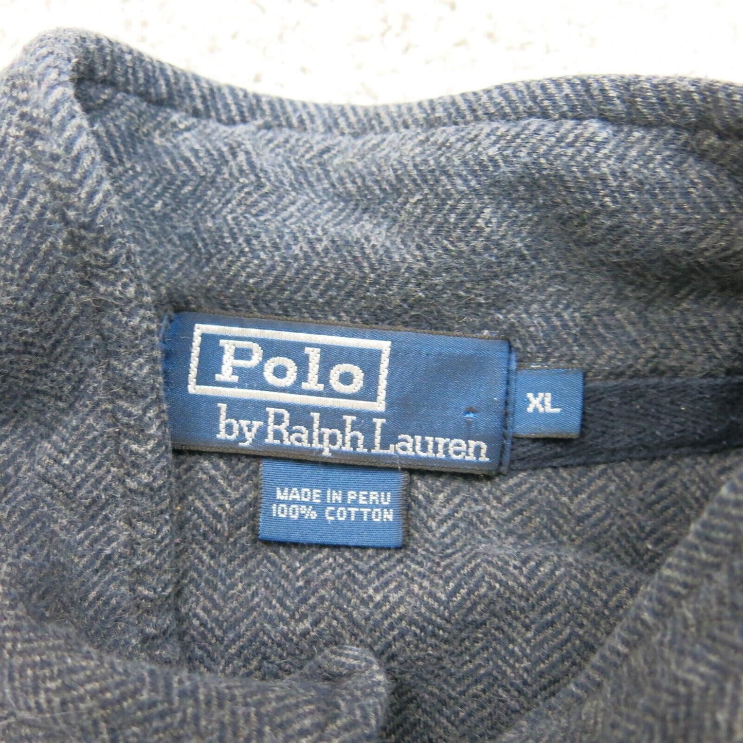 Polo By Ralph Men Polo Shirt Long Sleeve 100% Cotton Dark Blue Size X Large