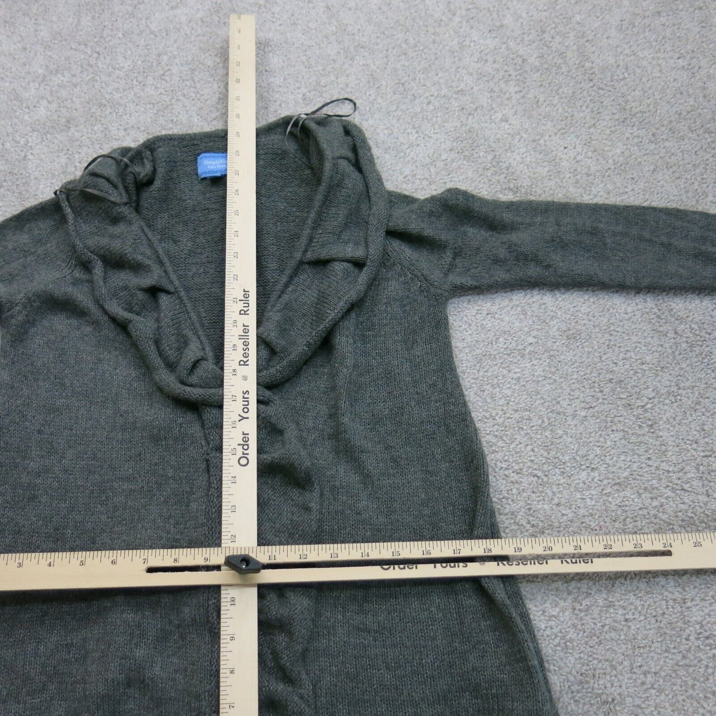 Simply Vera Vera Wang Womens Cardigan Sweater Open Front Charcoal Black Size XS