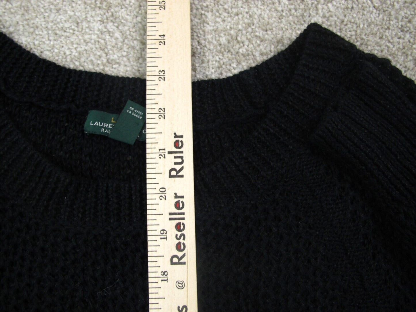 Ralph Lauren Women Knitted Pullover Sweater Scoop Neck Long Sleeves Black Size S