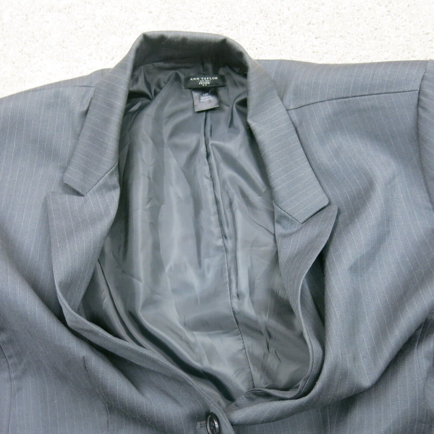 Ann Taylor Womens Blazer Coat Single Breasted Long Sleeves Pocket Black Size 12