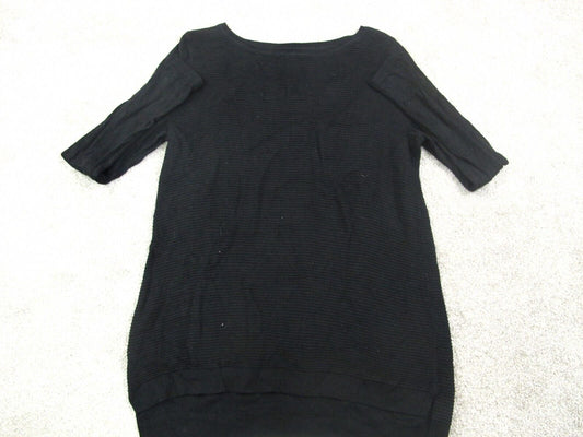 Talbots Women Pullover Sweater Long Sleeves Boat Neck Knitted Black Size Medium