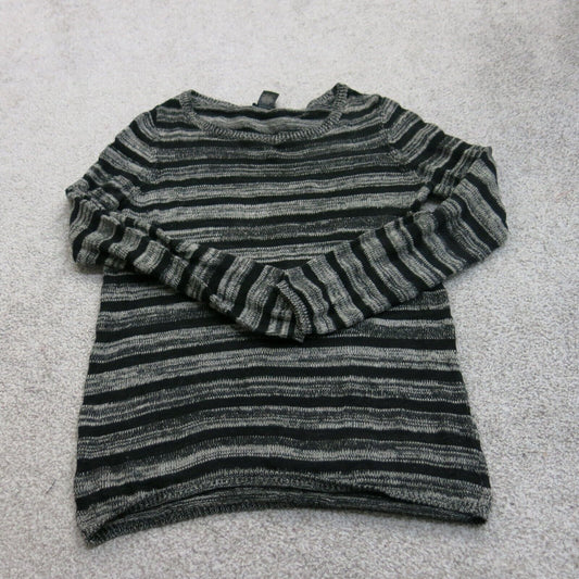 ANN Taylor Womens Pullover Sweater Boat Neck Striped Gray Black Size Small