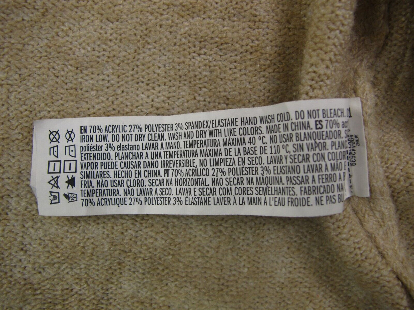 Forever 21 Womens Cardigan Sweater Front Button Long Sleeves Beige Size 0X