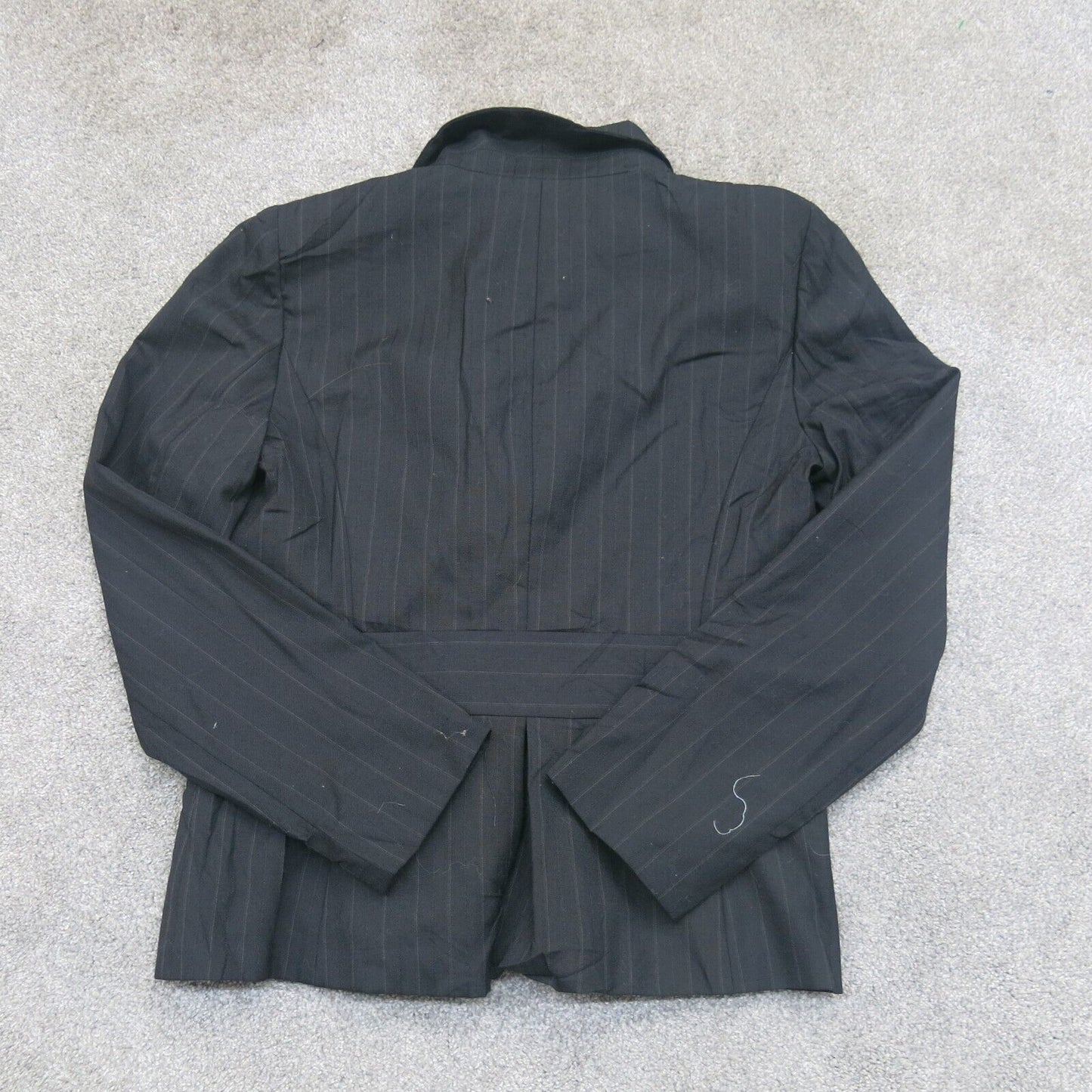 Ann Taylor Women Blazer Coat Striped Single Breasted Long Sleeve Black Size 6
