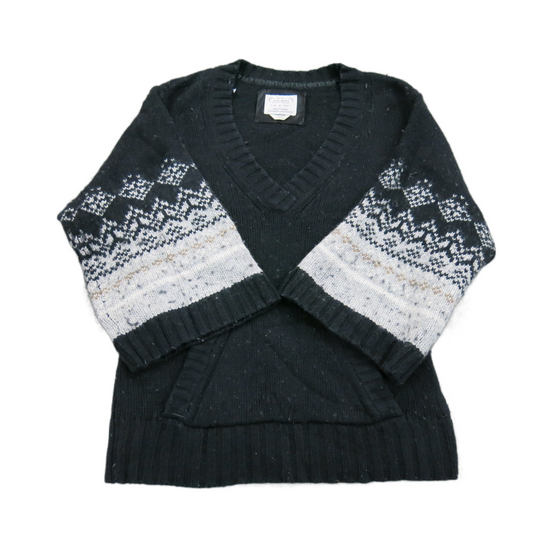 Old Navy Womens Pullover Knitted Sweater V Neck Flare Sleeves Black Size Small