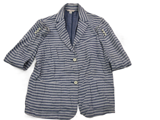 Gap Womens Blazer Jacket Single Breasted Long Sleeves Pockets Blue White Size 6