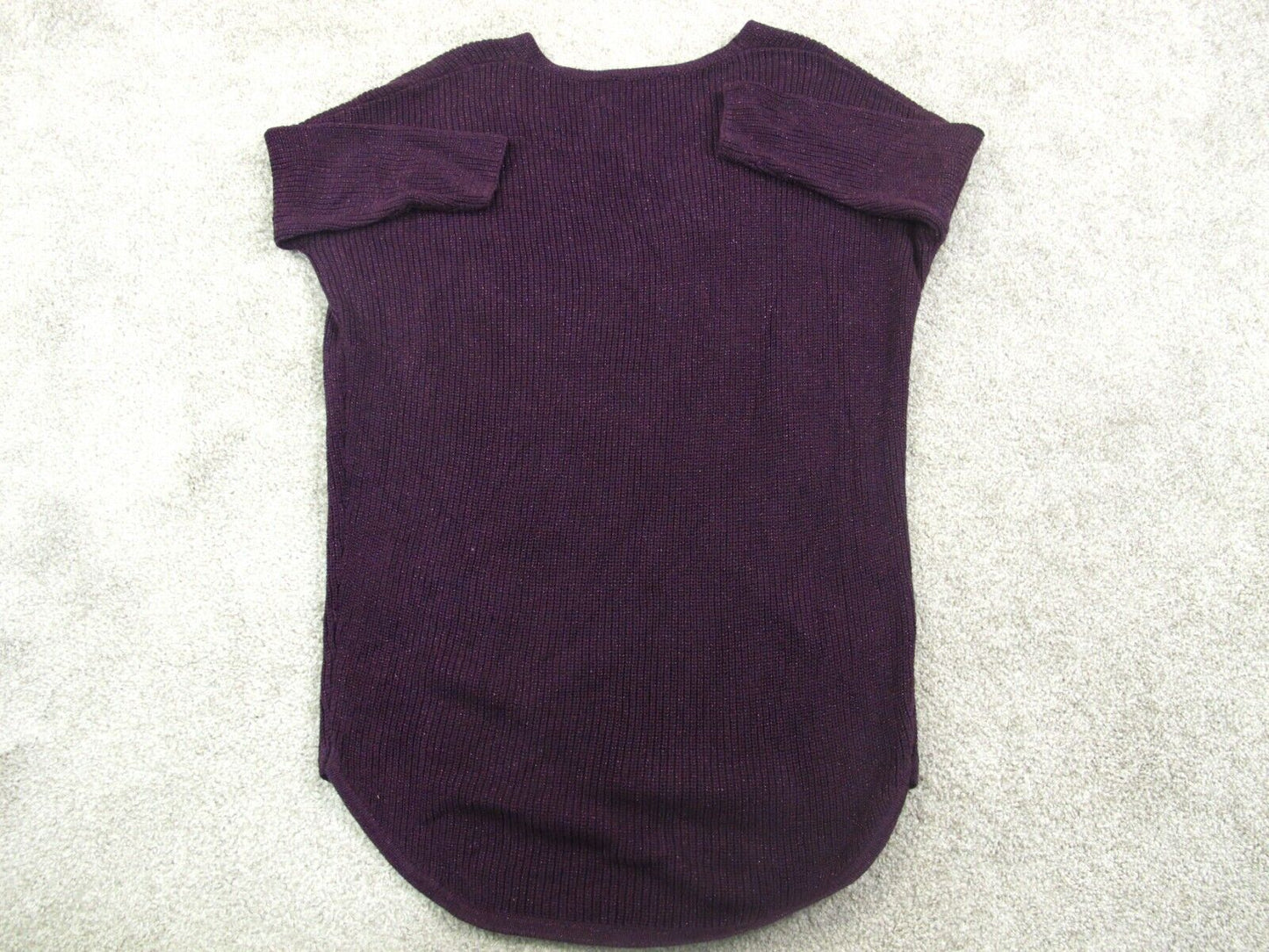 Express Womens Pullover Knitted Sweater V Neck Short Sleeve Purple Size X Small