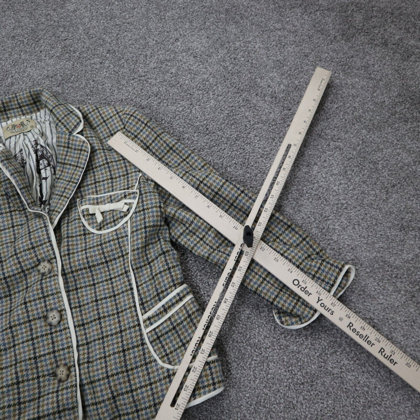 Juicy Couture Womens Blazer Coat Long Sleeves Single Breasted Check Green Size M
