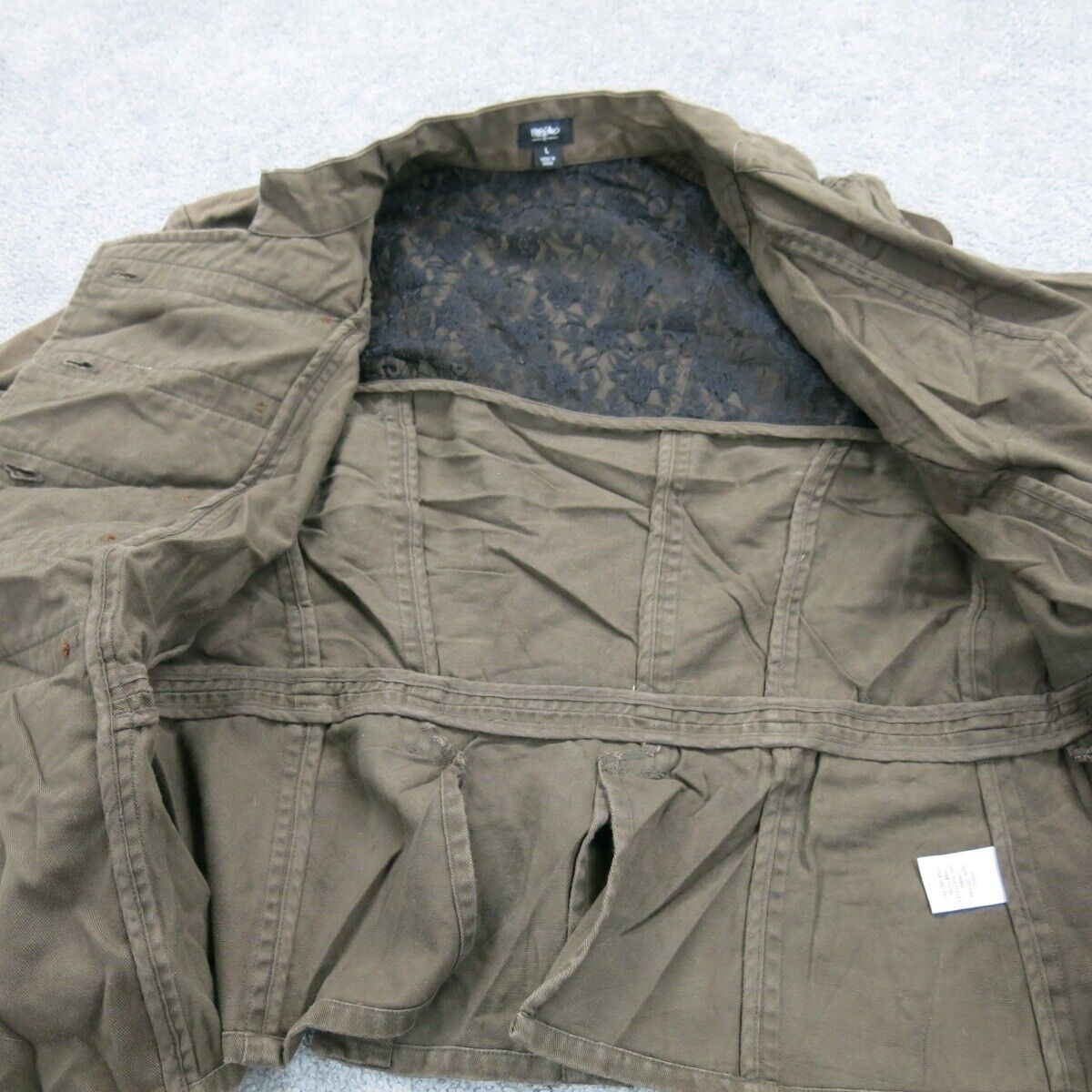 Mossimo Women Pea Coat Double Breasted Long Sleeve Pockets Dark Olive Green SZ L