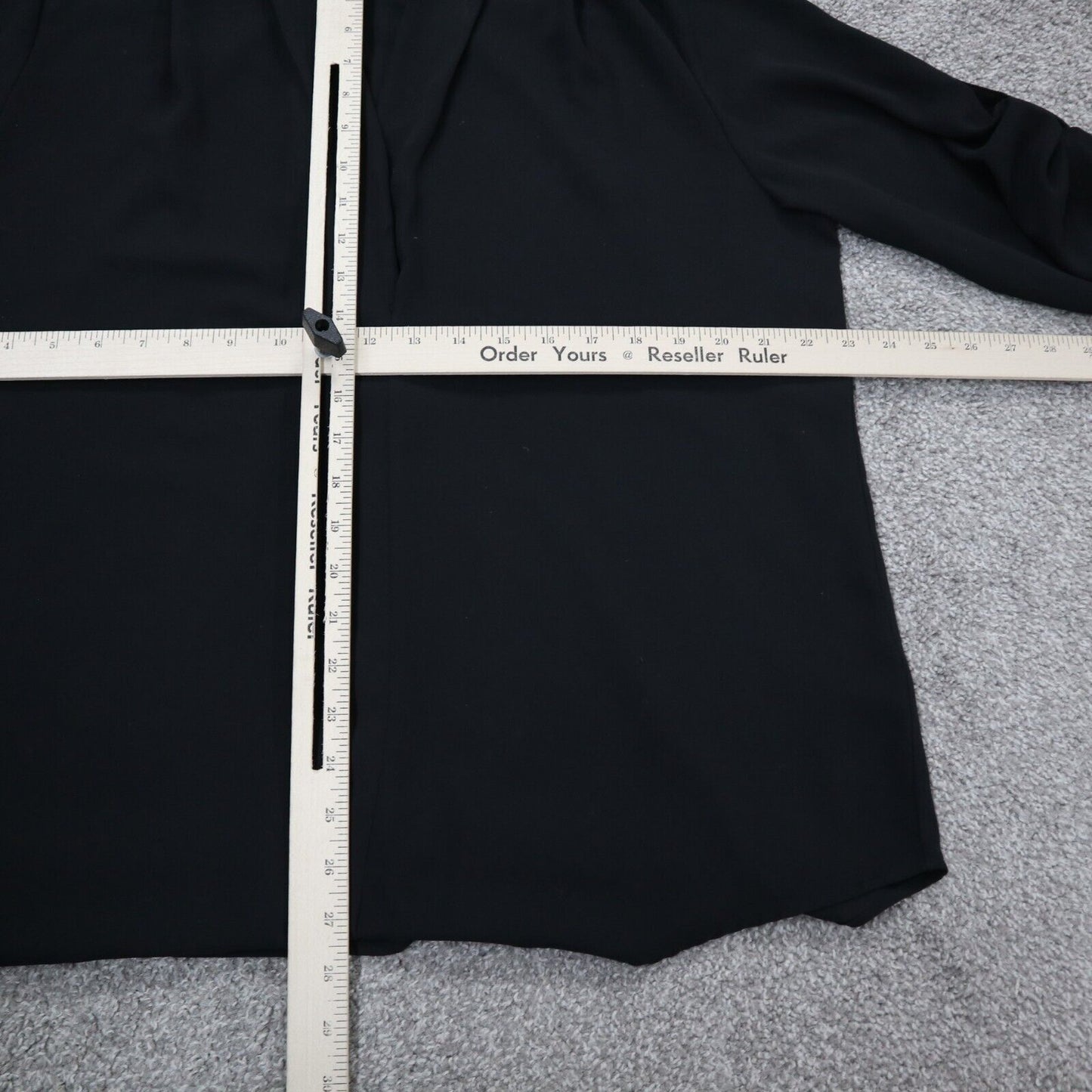 Mossimo Womens Blouse Top 3/4 Sleeves Deep V Neck Hi Low Black Size XX Large