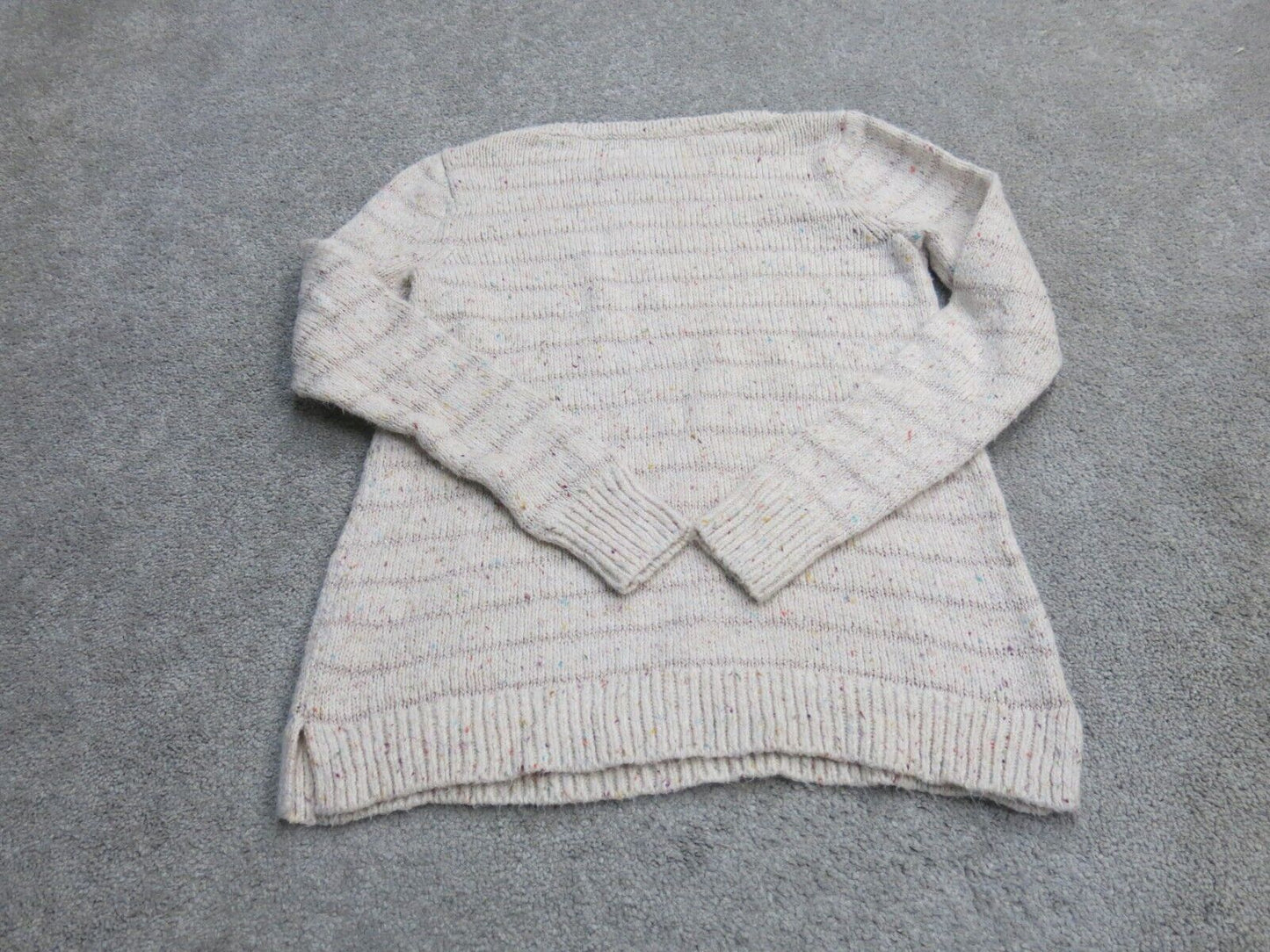 Ann Taylor Loft  Womens Sweater Knitted Round Neck Long Sleeve Beige SZ X Small