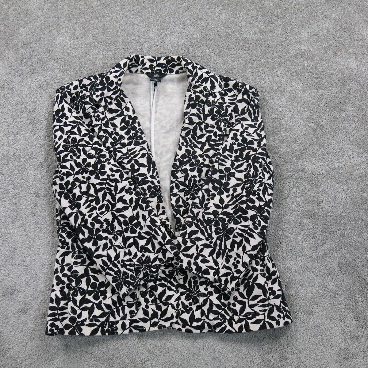 Mossimo Womens Floral Blazer Coat Single Breasted Long Sleeve Black White SZ L