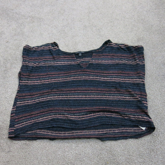 American Eagle Womens Pullover Sweater Split V Neck Sleeveless Red Black Medium