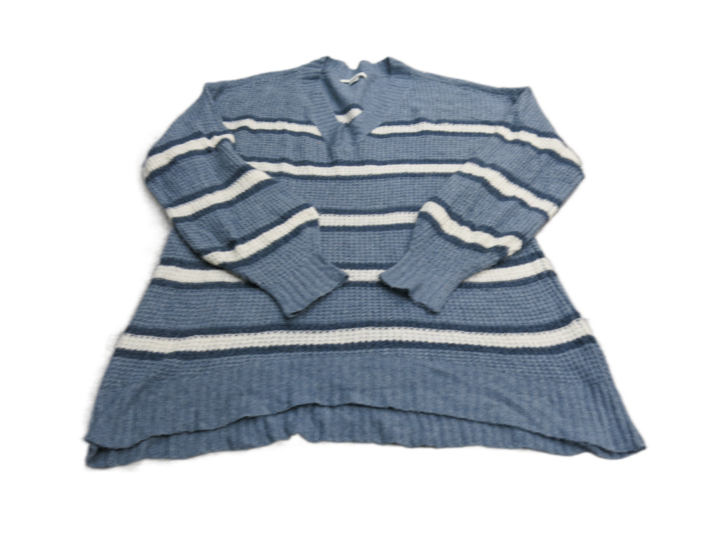 American Eagle Women Striped Pullover Sweater V Neck Long Sleeve Blue White XS