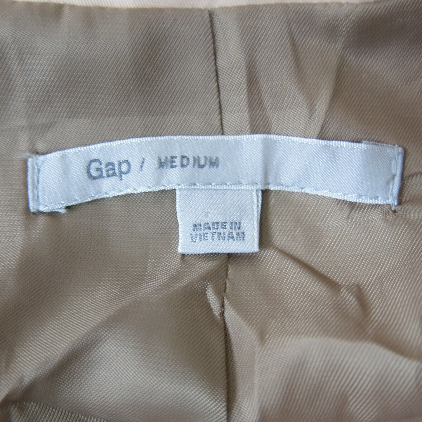 Gap Womens Long Raincoat Button Front Collared Pockets Ivory Size Medium