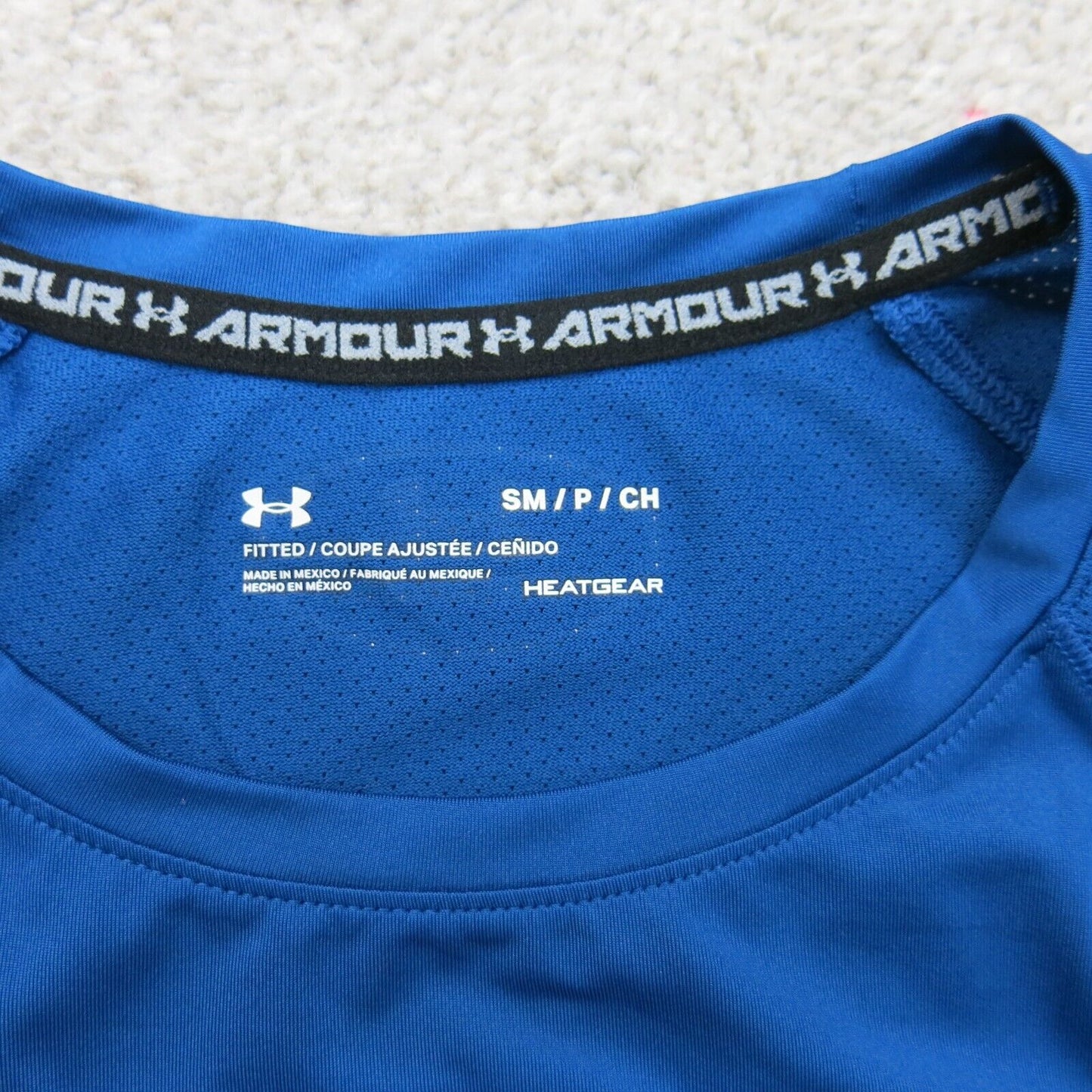 Under Armour Mens Heat Gear Pullover T Shirt Crew Neck Short Sleeve Blue Size S