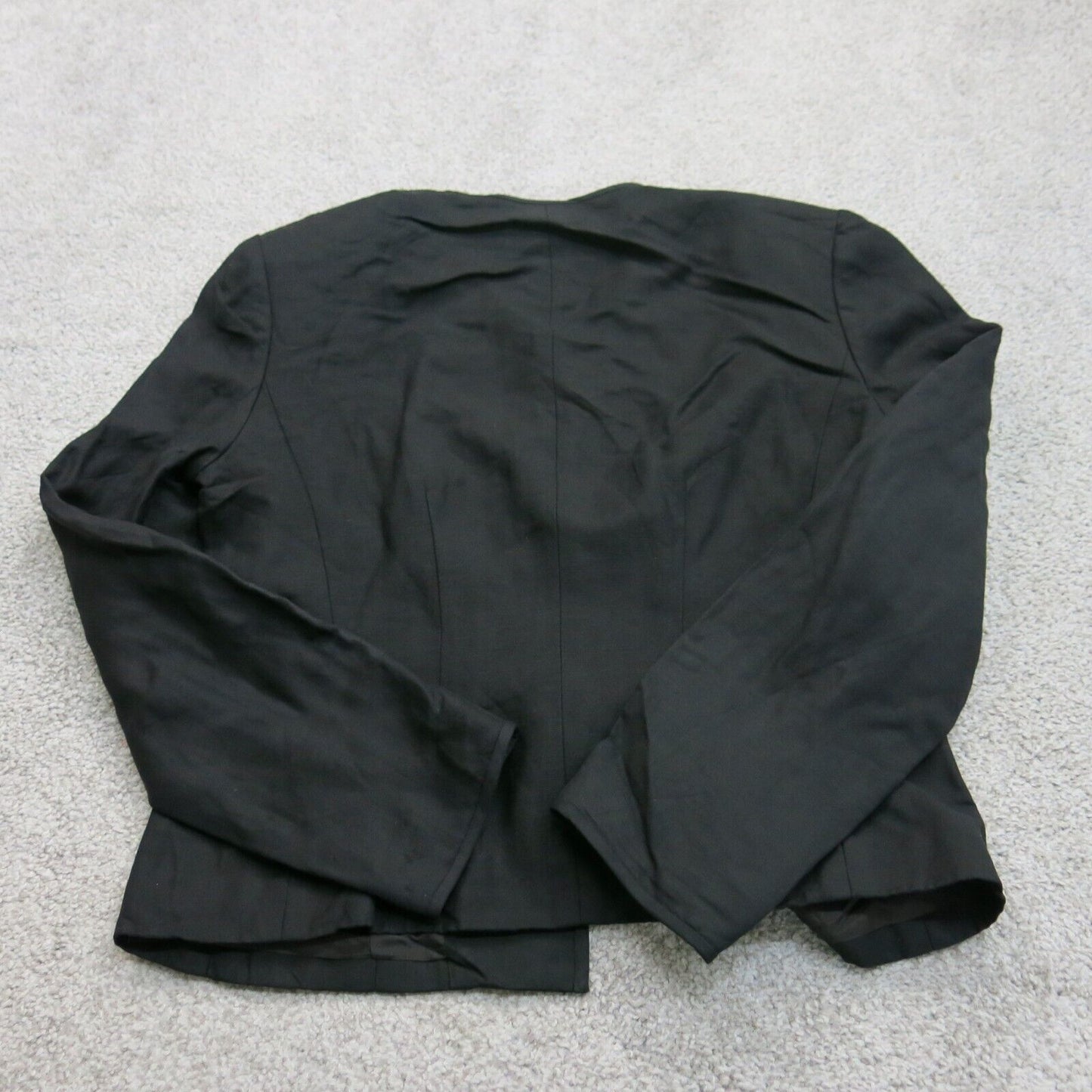ANN Taylor Women Scrub Jacket Single Breasted Long Sleeve Black Size 6 Petite