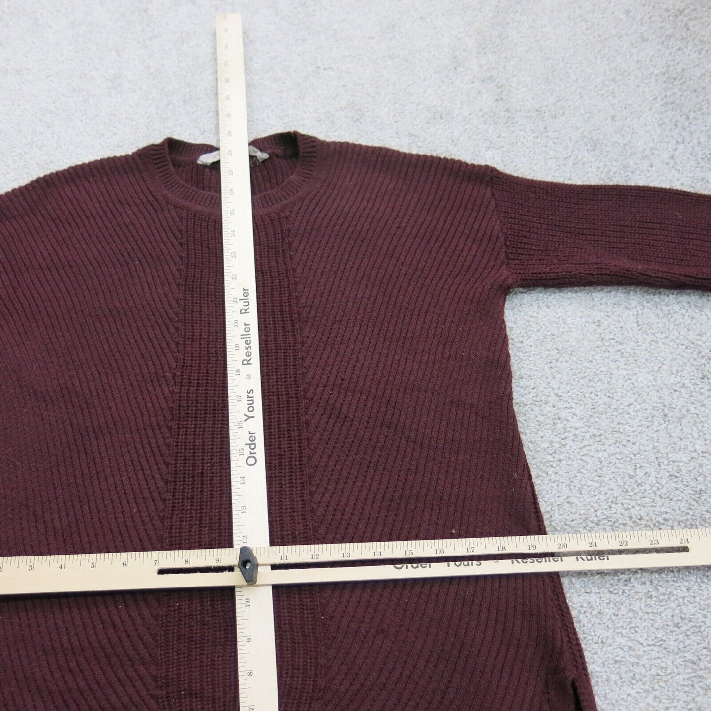 Athleta Womens Pullover Sweater Crew Neck High Low Hem Solid Red Size Small