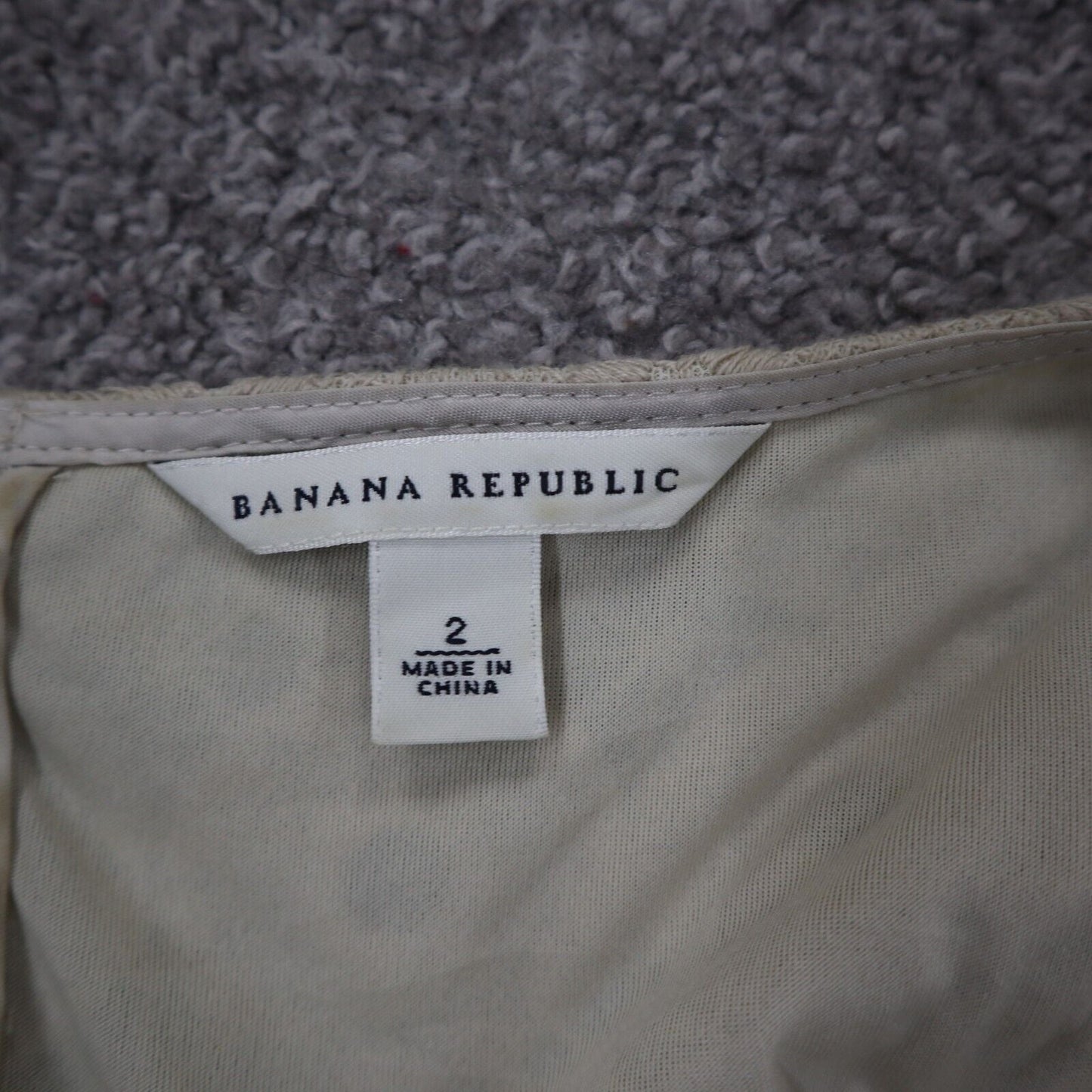 Banana Republic Womens Shift Mini Dress Back Zip Crew Neck Lace Beige Size 2