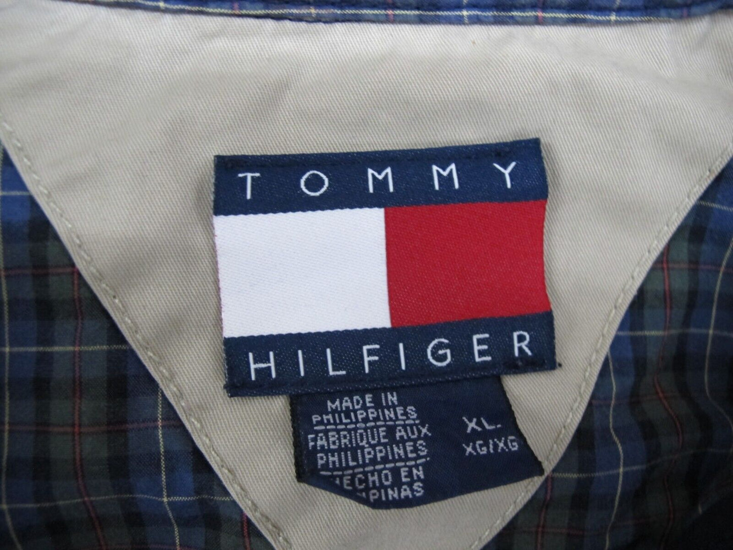Tommy Hilfiger Mens Windbreaker Jacket Full Zip Up Long Sleeves Beige Size XL