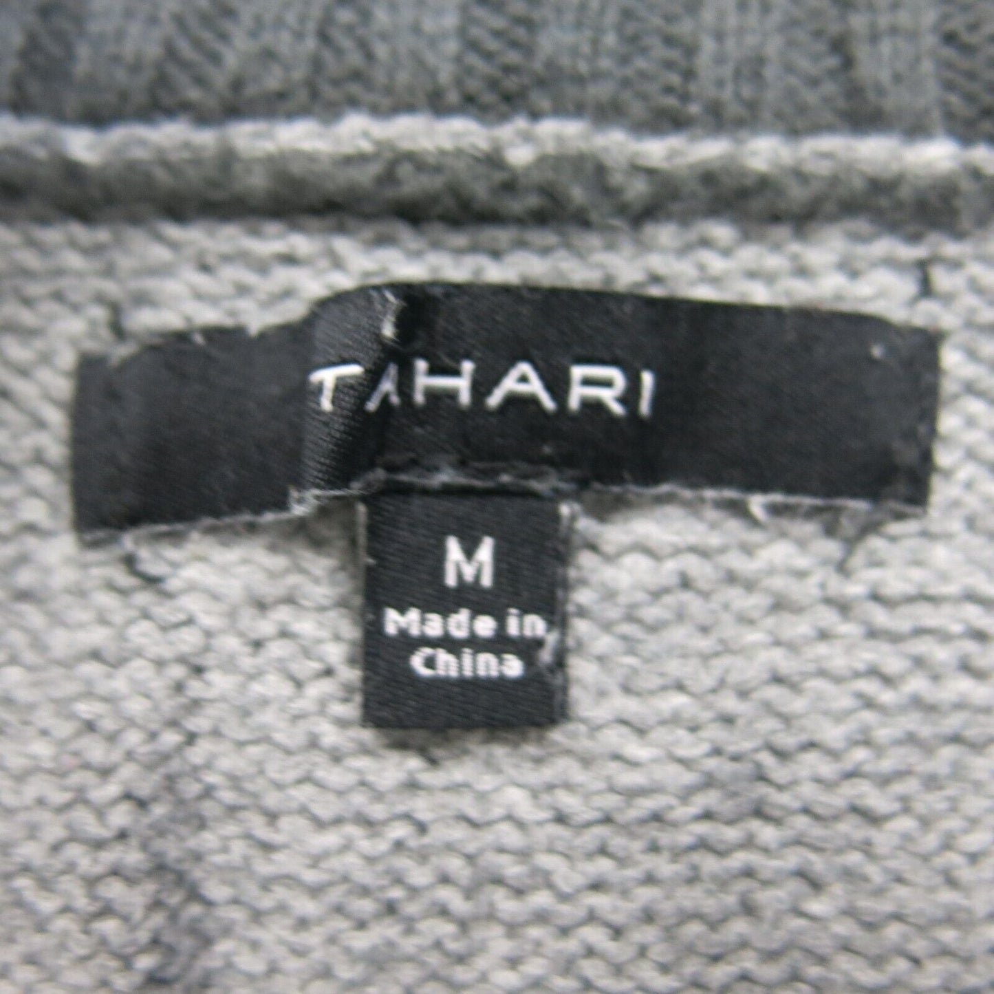 Tahari Womens Pullover Sweater 1/4 Zip Up Mock Neck Striped Gray Size Medium