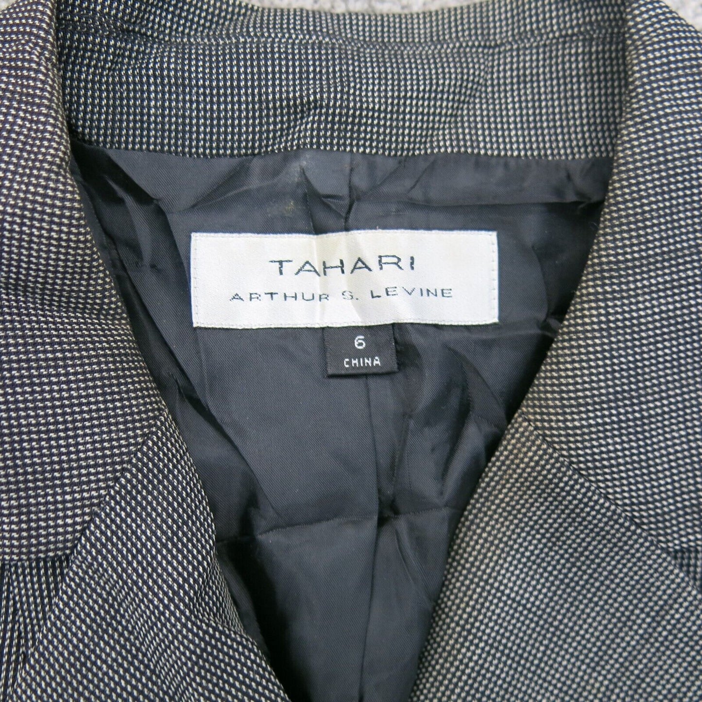 Tahari Womens Blazer Coat Single Breasted Long Sleeves Black Size 6