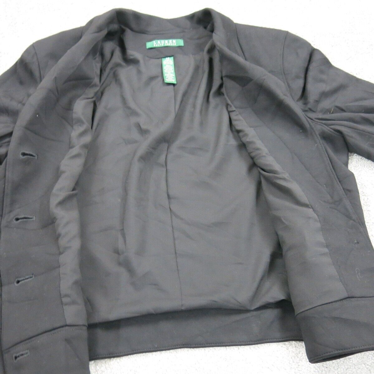 Lauren Ralph Lauren Womens Blazer Coat Single Breasted Long Sleeves Black SZ 10