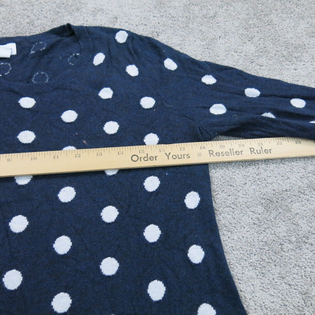Old Navy Women Sweater Cardigan Polka Dot Long Sleeves V neck Blue White Size M
