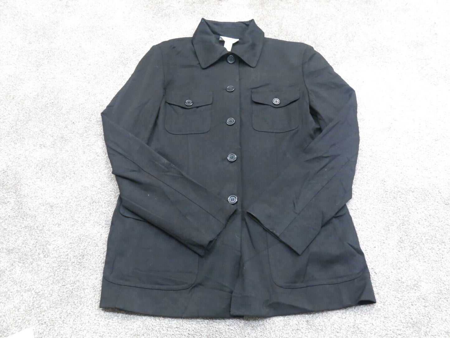 Talbots Womens Blazer Coat Single Breasted Pockets Stretch Black Size 6