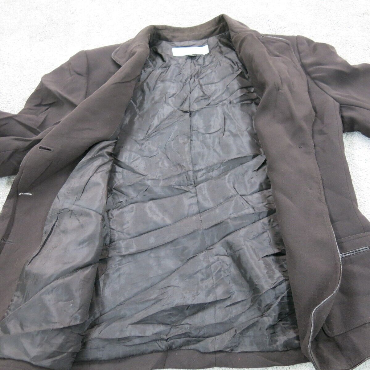 Tahari Womens Blazer Coat Single Breasted Long Sleeve Pockets Black Size 8
