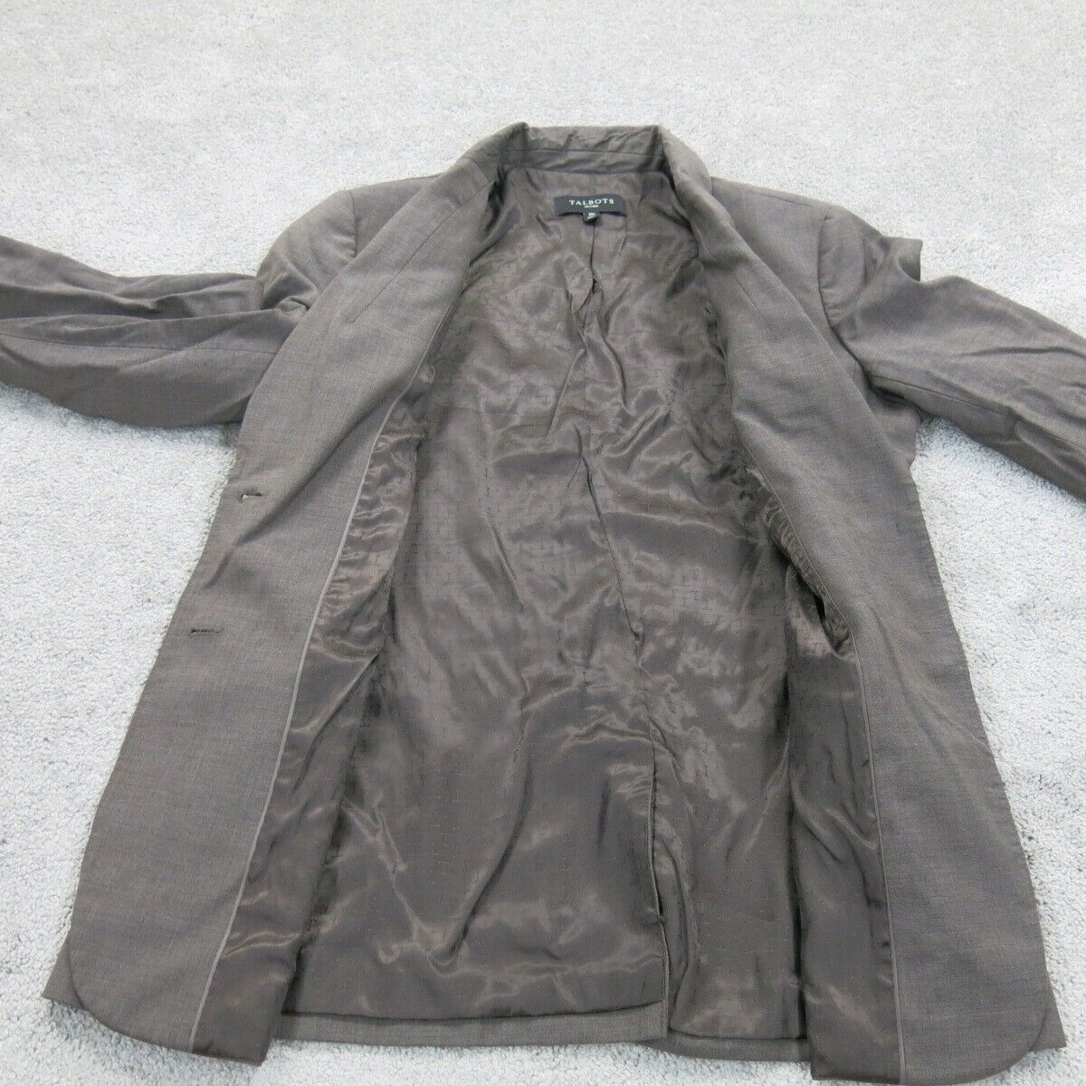 Talbots Womens Blazer Coat Single Breasted Long Sleeves Pockets Gray Size 10P
