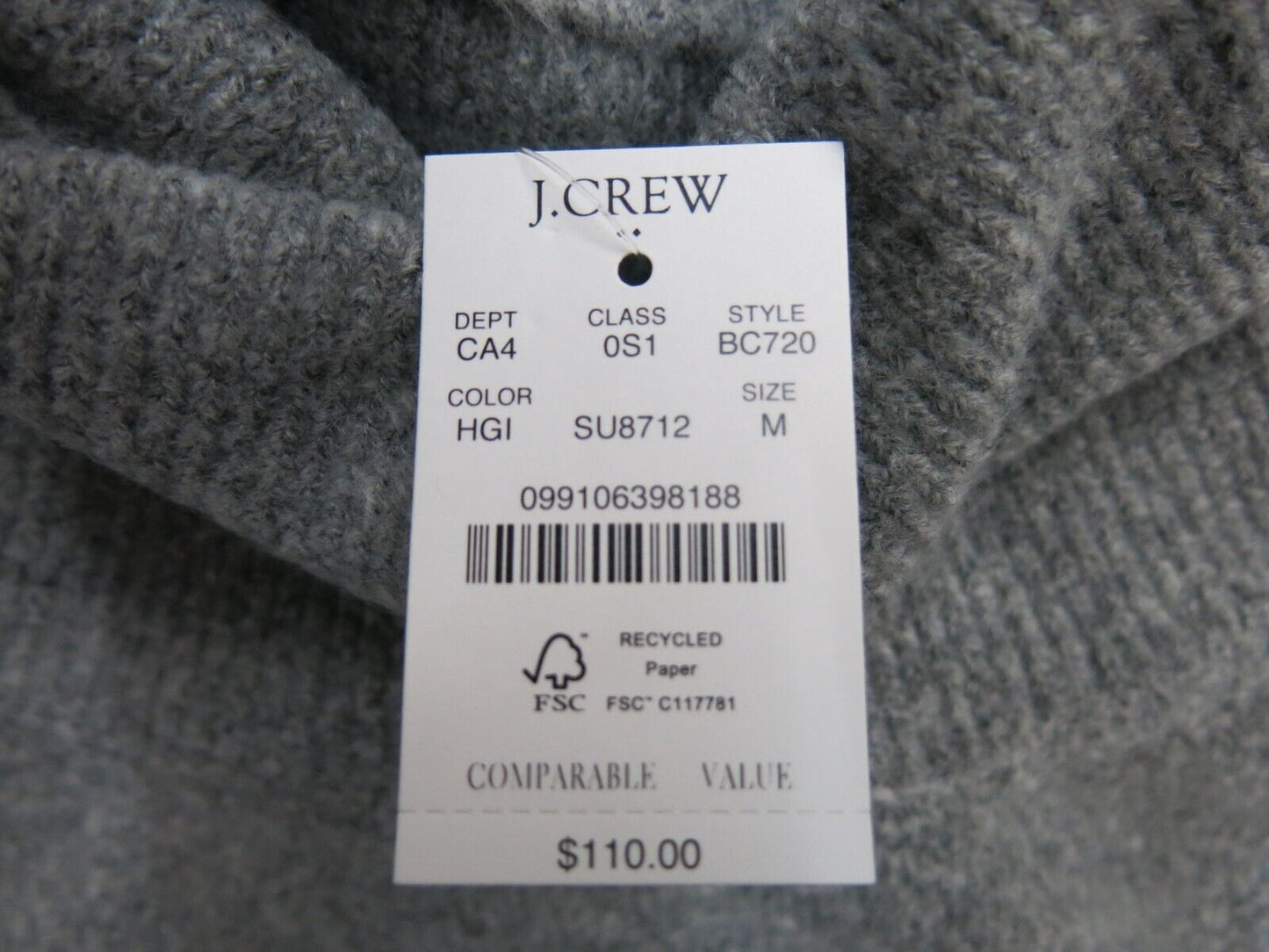NWT J. Crew Womens Sweater Dress Striped Long Sleeve High Neck Gray White Size M