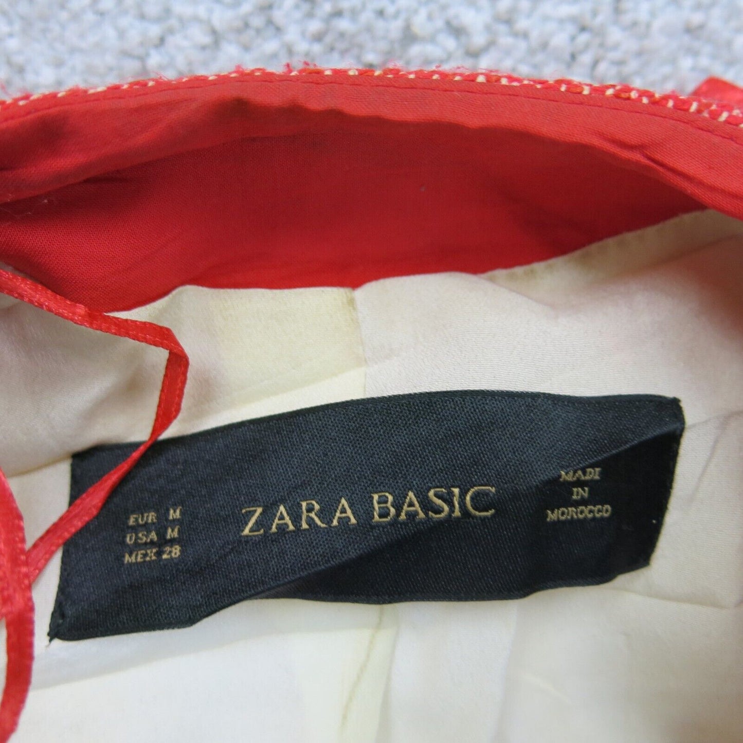 Zara Basic Womens Overcoat Open Front Long Sleeve Pockets Red Size 12