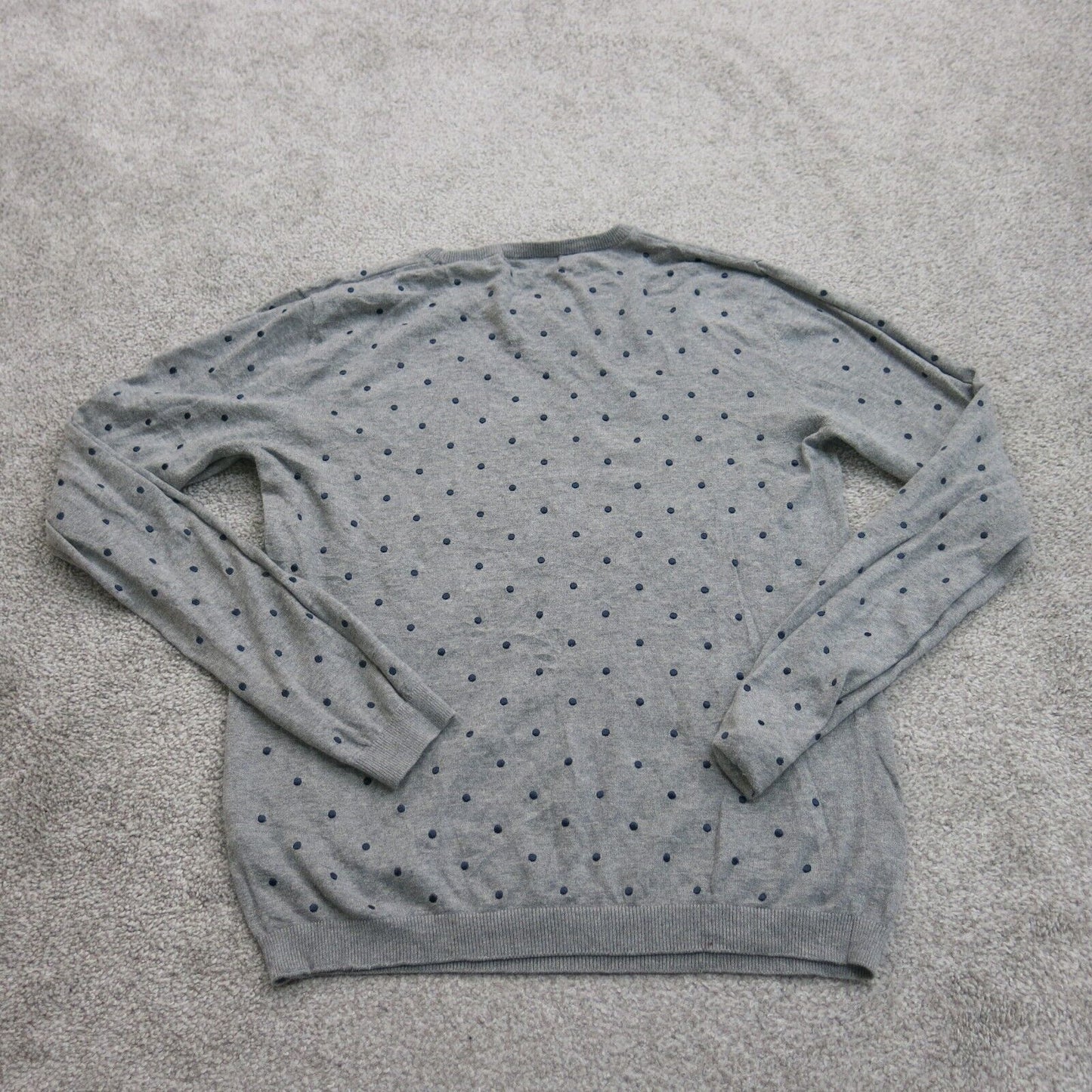 Zara Men's Pullover Sweater Polka Dot Crew Neck Long Sleeves Gray Size M