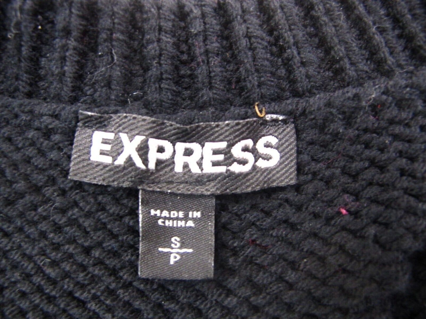 Express Womens  Knitted Sweater Long Sleeves V Neck Black Size Petite Small