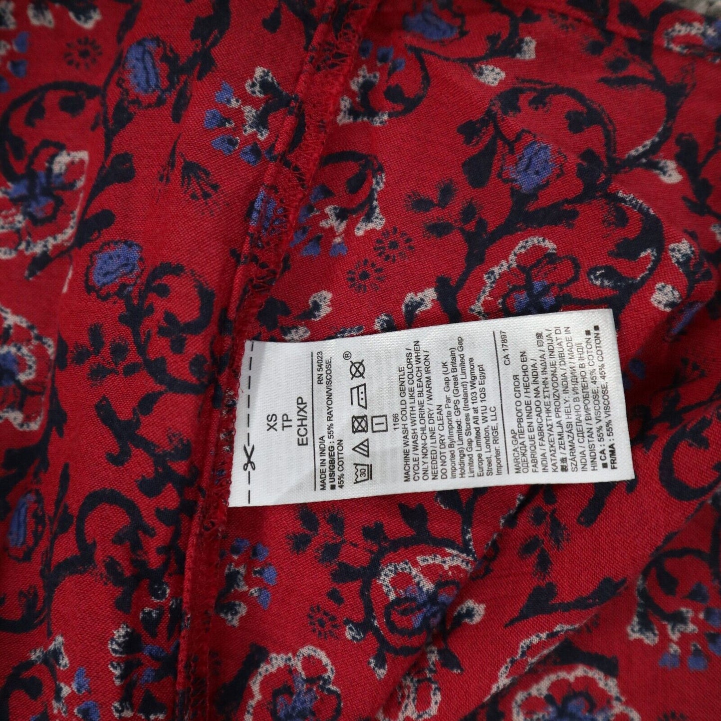 Gap Womens Floral Blouse Top Pullover Long Sleeves Crew Neck Red Size X Small