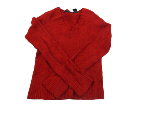 Express Womens Pullover Knitted Sweater Long Sleeves V Neck Red Size Small