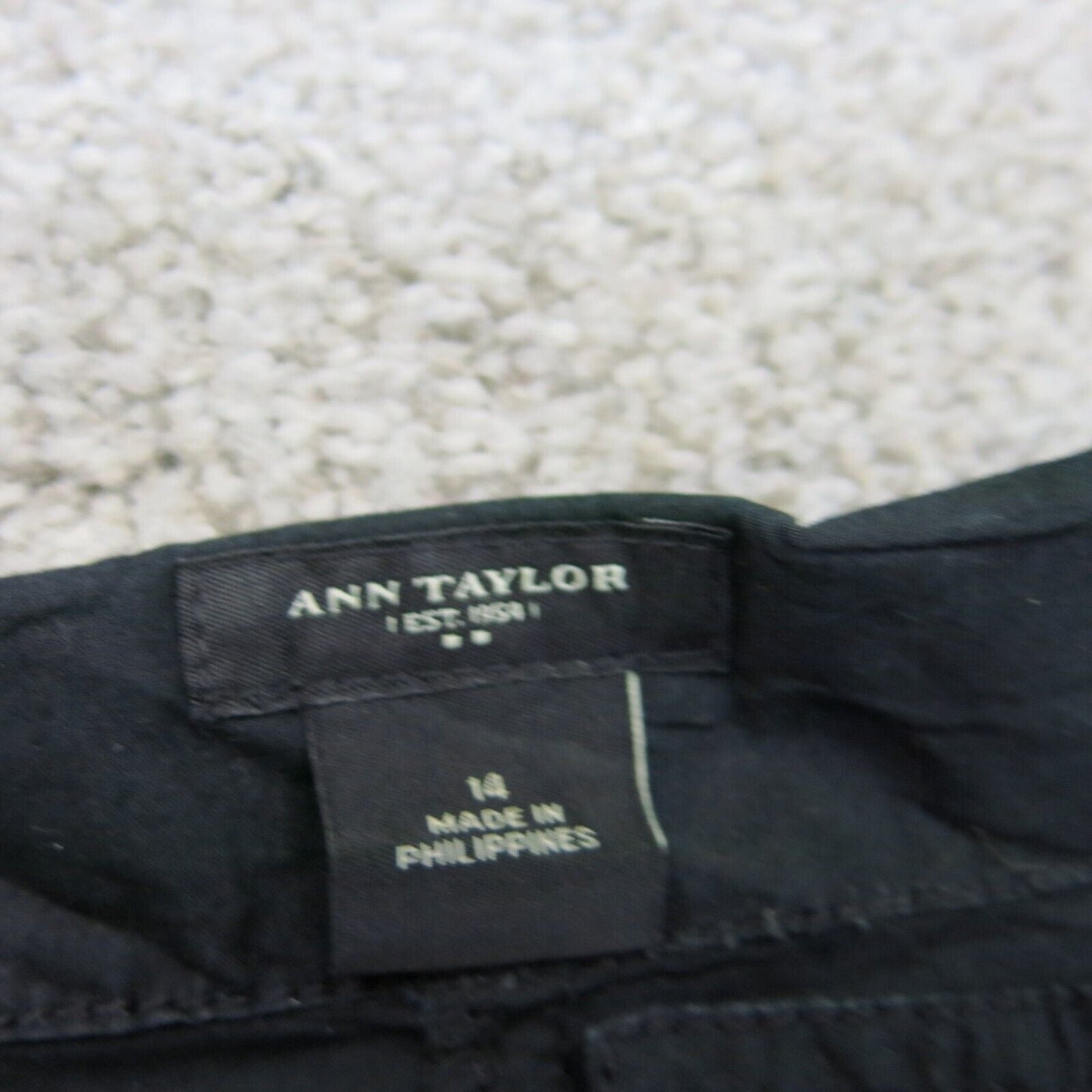Ann Taylor Womens Full Zip Up Blouson Jacket Pockets Mock Neck Black Size 14