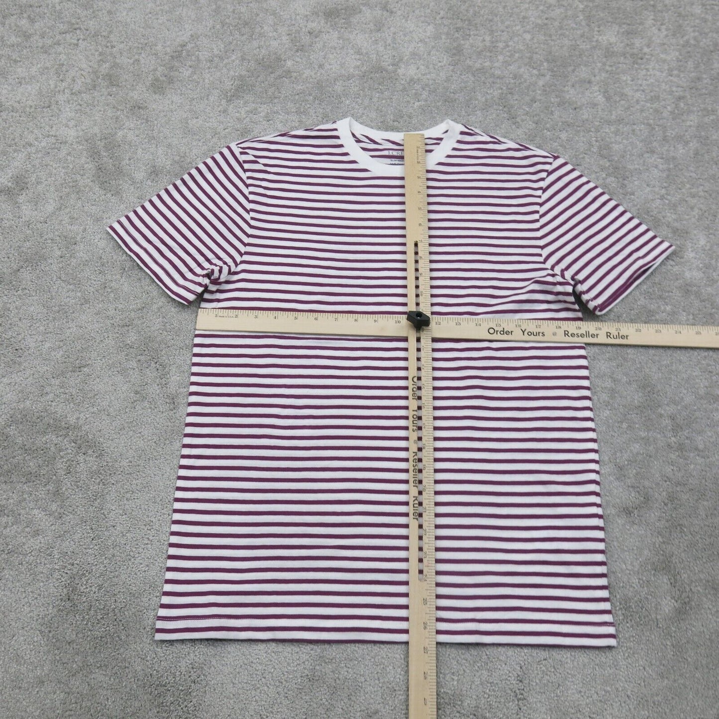 J. Crew Men Crew Neck T Shirt Short Sleeve 100% Cotton Striped Maroon White SZ ?