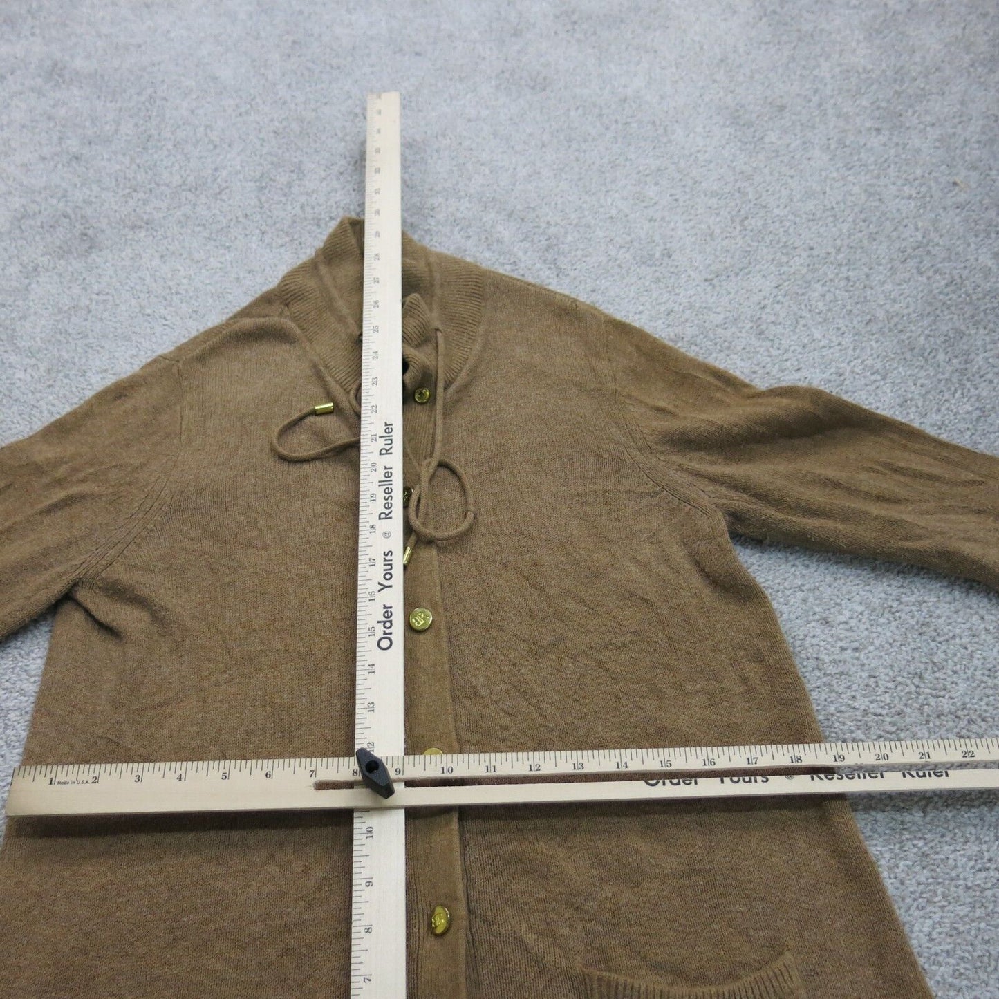 Banana Republic Womens Cardigan Sweater Mock Neck Pockets Long Sleeves Brown M