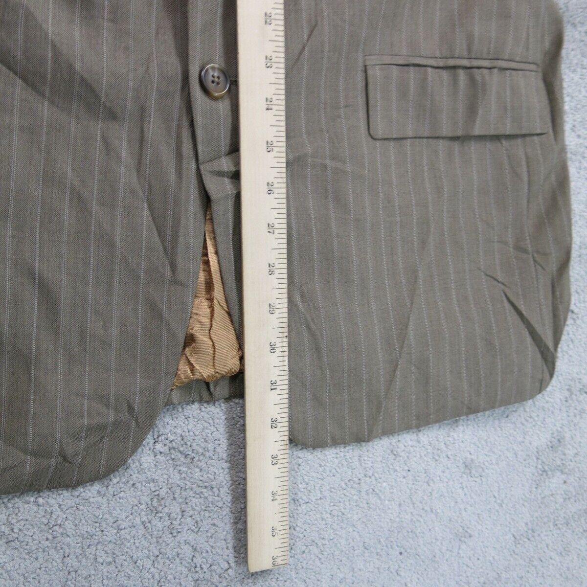 Ralph Lauren Mens Blazer Coat Striped Single Breasted Long Sleeve Clay Gray 42R