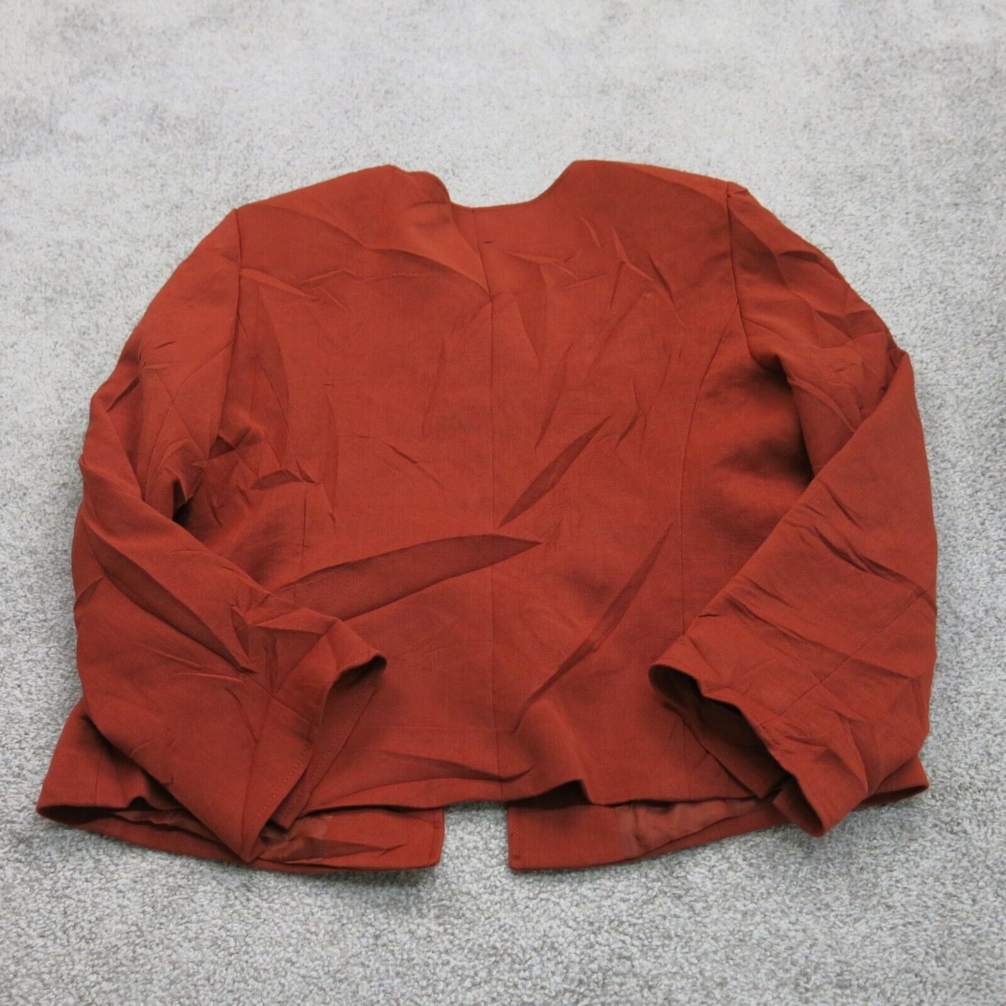 Tahari Womens Scrub Jacket Open Front Long Sleeves Pockets Maroon Size 18