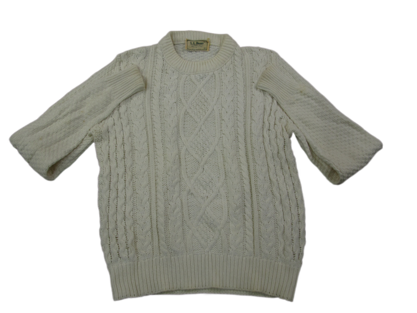 L.L. Bean Women Pullover Sweater Long Sleeves Knitted Crew Neck Ivory Size Small